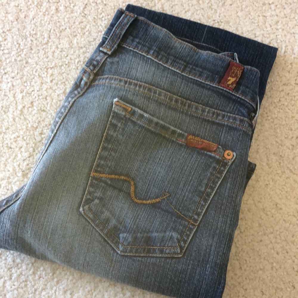 Size 26 Seven For All Man Kind Bootcut 7 Jeans Stretch Distressed